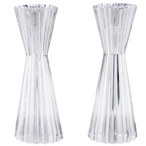 Atlantis Crystal Candlesticks: Handmade Lead Crystal, Pleated Design (Set of 2)