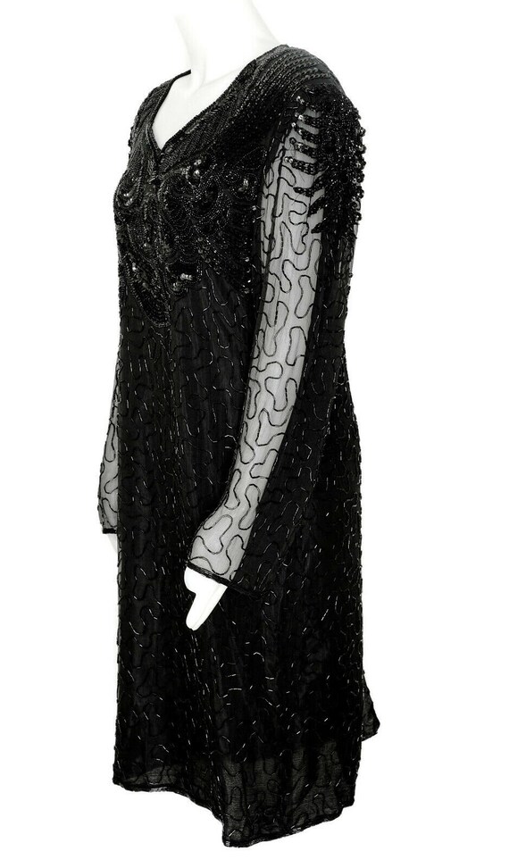 100% Silk Black Beaded Special Occasion Cocktail … - image 3