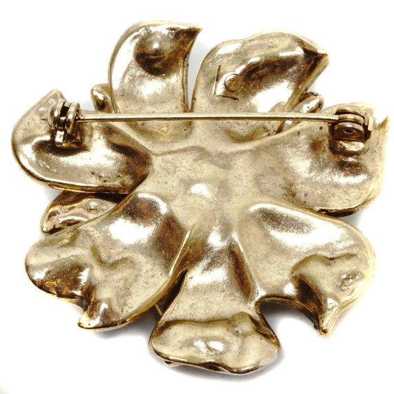 Liz Claiborne Gold Tone Flower Brooch with Champa… - image 5
