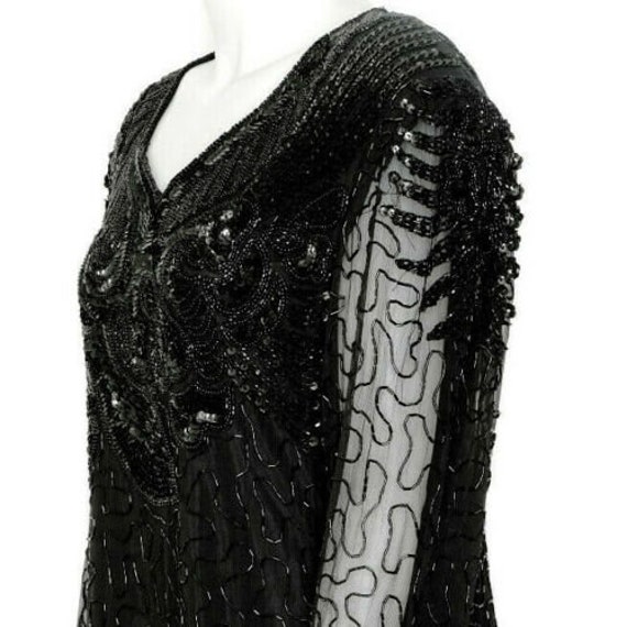 100% Silk Black Beaded Special Occasion Cocktail … - image 4