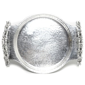 Rodney Kent Hammered Aluminum Serving Tray: Dogwood & Ladybug Handles