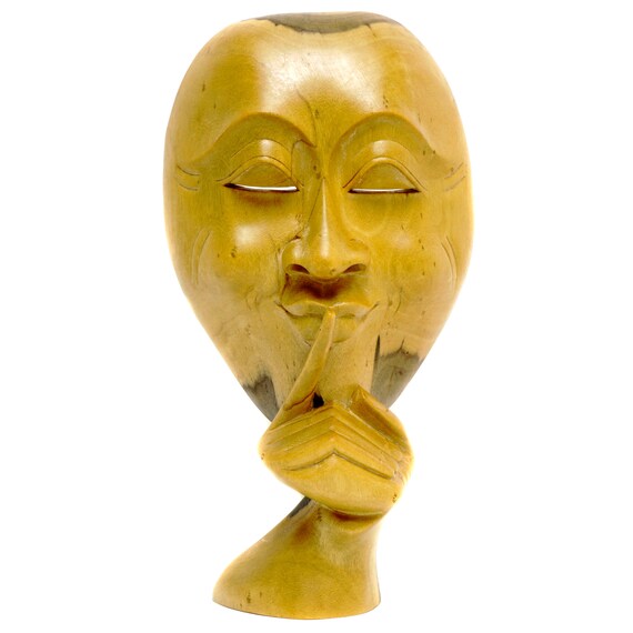 One of a Kind Wood Sculpture OOAK Zen Carved Wooden Figure Unusual Table Top Wood Carving of Man