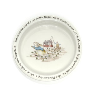 Wedgwood Short Child&#39;s Porridge Bowl, Beatrix Potter Peter Rabbit McGregor&#39;s Garden, Baby Shower Gift, Made in England, Peter Rabbit Bowl