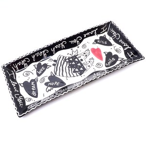 Hand Painted Ceramic Dessert Platter: Whimsical Pop Art Valentine&#39;s Tray