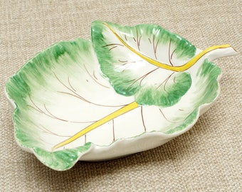 Vintage ESTE Italy Porcelain Leaf Dish: Hand-Painted Trinket Candy Dish