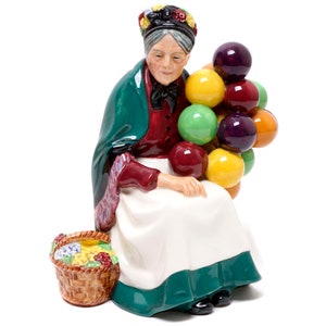 Royal Doulton Figurine The OLD BALLOON SELLER H.N. 1315 (Female) Hand Made In England, Royal Doulton Bone China Balloon Seller Figurine