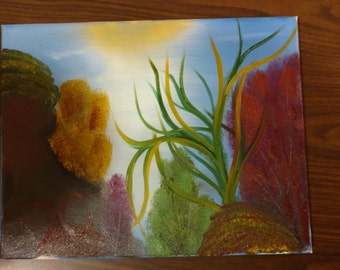 Underwater wet on wet oil painting