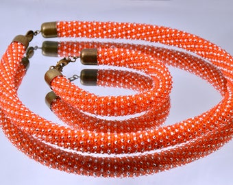 Bead crochet rope necklace - Beadwork necklace modern necklace necklace, beads necklace,