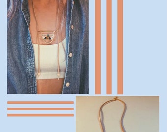 Beaded Bolo//Caramel Leather