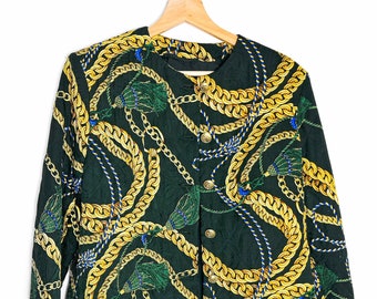 CLASSICNIGHT-KLASSIC KEMPER : silk blazer - chic - silk jacket - gold chain print