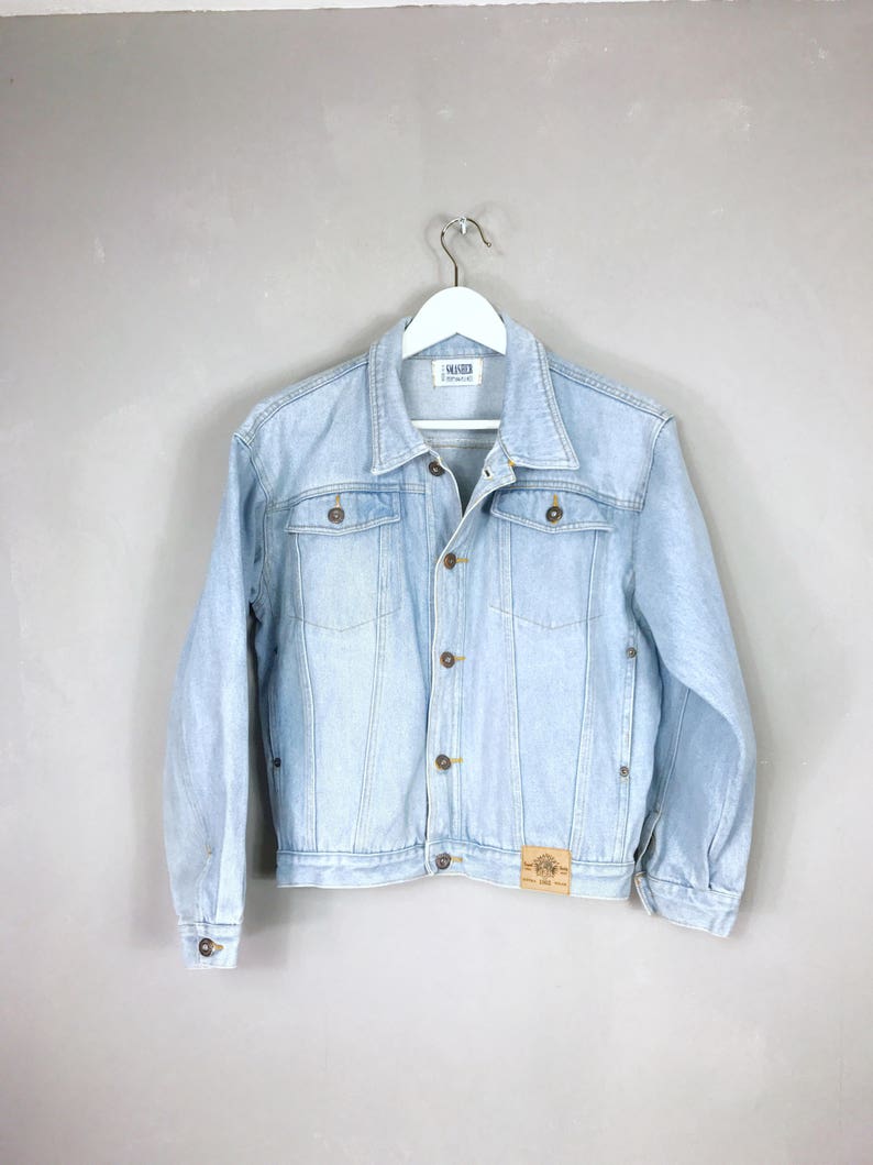 bright blue denim jacket