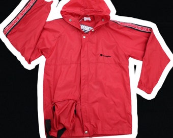 CHAMPION : Logo Tape Red Rain Wind Track Jacket