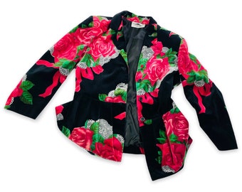 SPORTMAX  luxury vintage Roses Blazer with pleated bottom : size 40 + made in Italy