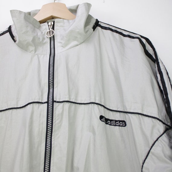 ADIDAS RARITY: Chaqueta deportiva de 3 rayas plateada | Etsy España
