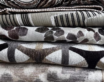 Decorator Neutral Fabric Scraps: Designer Upholstery Bundle