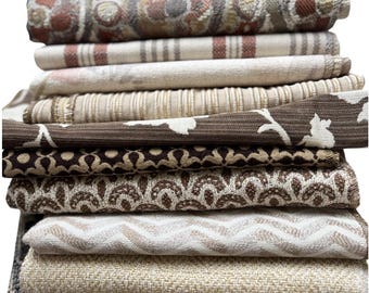 Decorator Neutral Fabric Scraps: Designer Upholstery Bundle