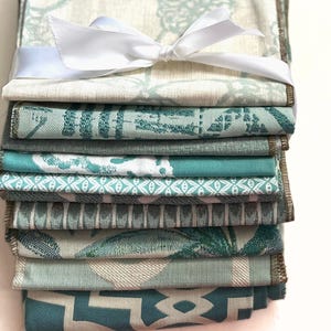 Decorator Aqua Blue Fabric Scraps: Designer Upholstery Bundle