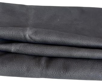 Matte Gray Leather Sheet:  Full Grain Leather Upholstery Remnant (53 in.x 28in.)