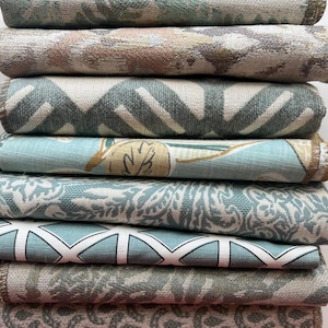2 Pound Upholstery Fabric Remnants: Sage Green & Aqua Decorator Bundle