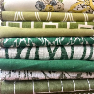 Green Fabric Scraps Bundle: Upholstery Remnants for Crafting