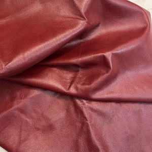 Leather remnant, Leather sheet, Leather crafting, Upholstery leather, Large leather scrap, Top grain leather, Red leather