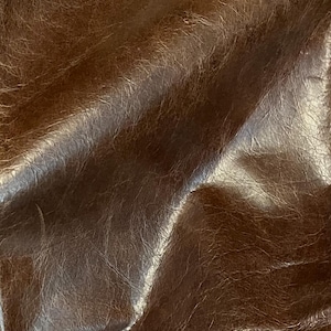 Distressed Brown Full Grain Leather Remnant: Wax Pull-Up Sheet (59”x 28”)
