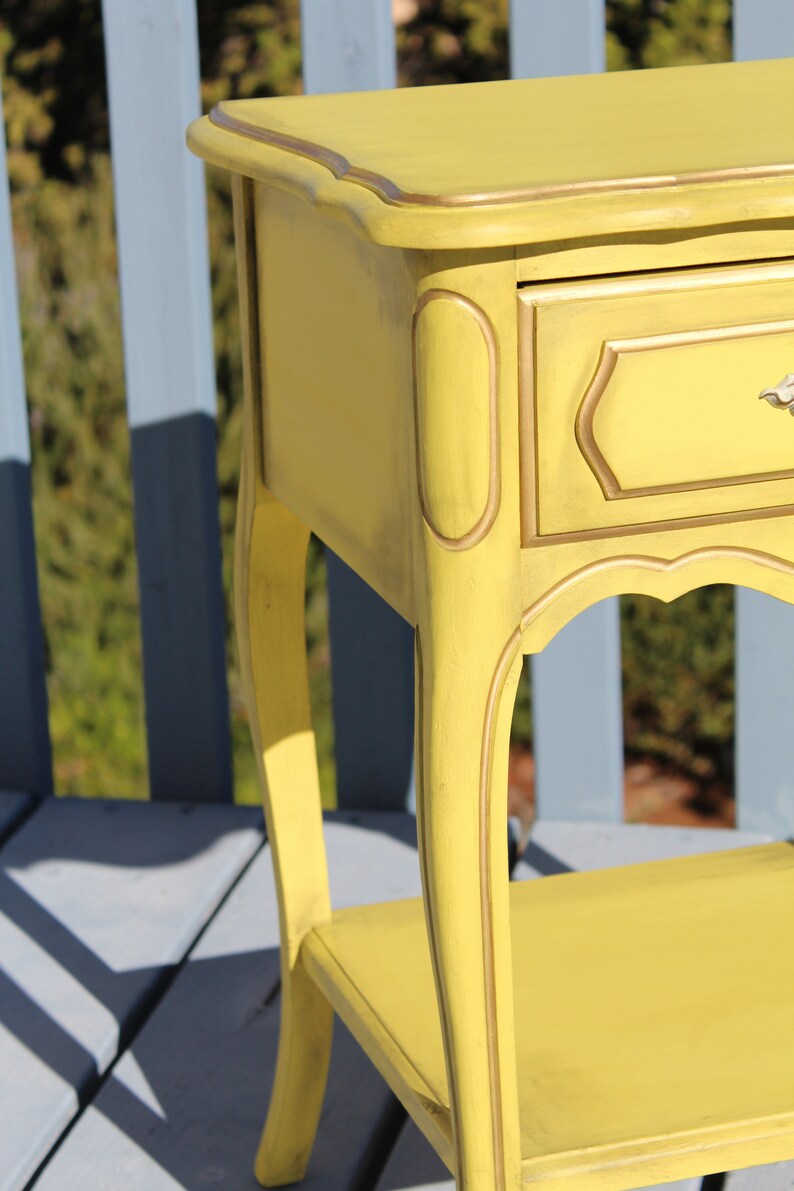 SOLD Yellow furniture vintage French provincial nightstand Etsy