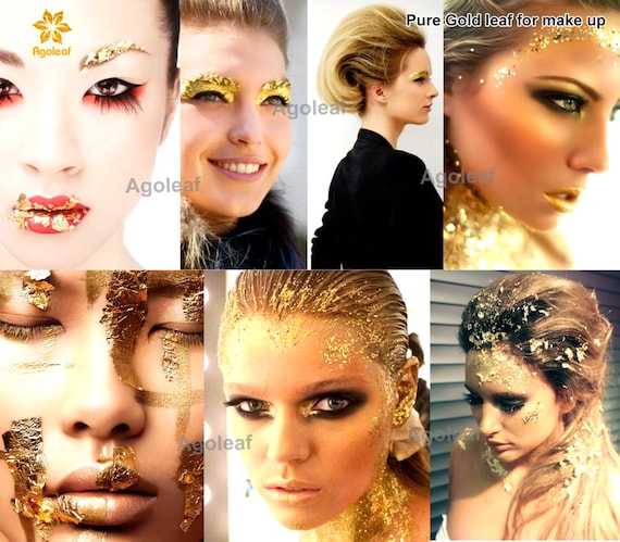 40 Pcs Gold Leaf Make up Face Paint Body Painting Stage Fancy Dress Party  Lover Artist 