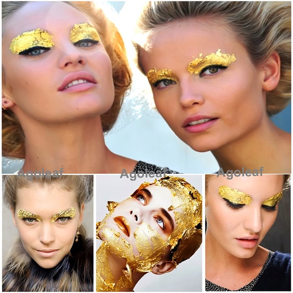 100 Pcs Gold Leaf Make up Face Paint Body Painting Stage Fancy Dress Party  Lover Artist 