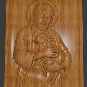WOODEN GOOD SHEPHERD Wood Carved Catholic Gift Jesus The Good Shepherd Sculpture Christian Gift Wall Art Decoration