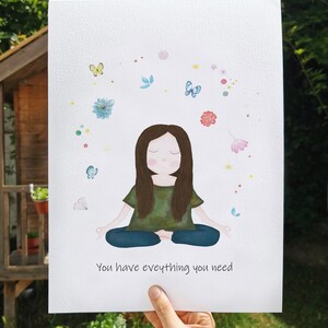 Yoga Wall Art, Mindset Inspirational Quote Wall Art Print, Motivational Saying Painting A3/A4/A5, Eco Friendly Lotus Pose Illustration