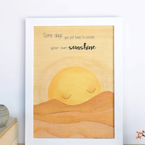 Arte de la pared del sol, impresión de la pared de la cita inspiradora de la mentalidad, impresión de pintura natural A3/A4/A5, cartel ecológico, ilustración inspiradora