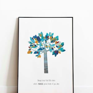 Arte de la pared del árbol, impresión de la pared de la cita inspiradora de la mentalidad, impresión de la pintura de la naturaleza A3/A4/A5, impresión del cartel ecológico, ilustración inspiradora