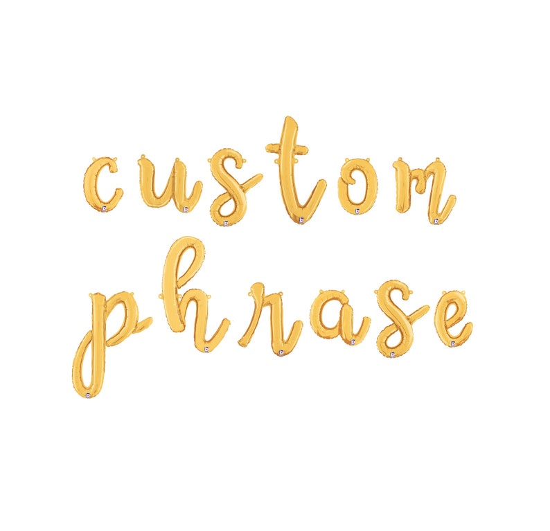 12 to 24 inches GOLD SILVER SCRIPT letter balloons create your own balloon banner phrase foil mylar letter balloons party banner