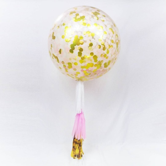 Confetti Balloon Giant Gold Star 90cm 36inch clear qualatex latex NEW