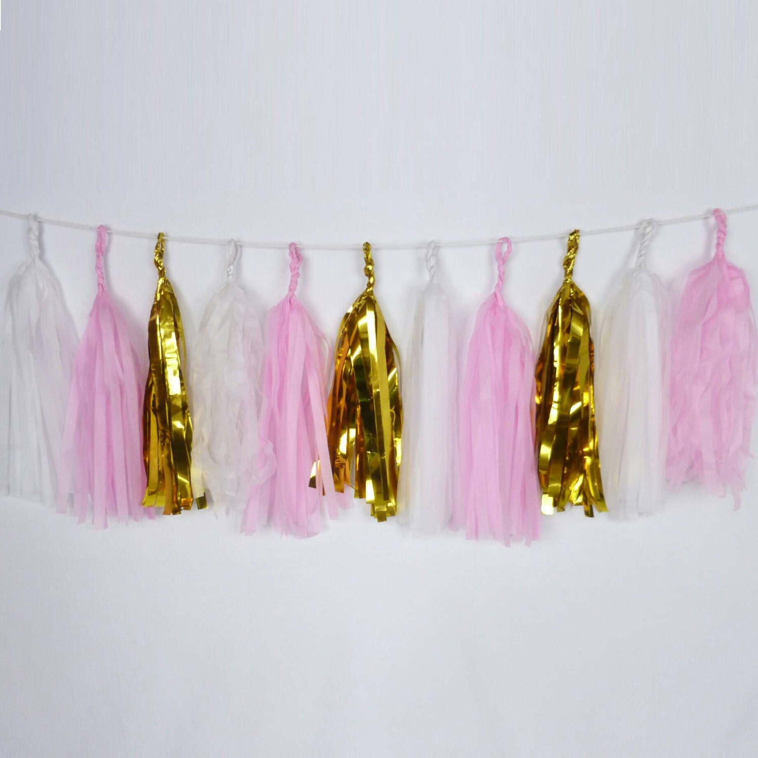 DIY Tissue Tassel Garland Kit Pink white gold mint silver Etsy