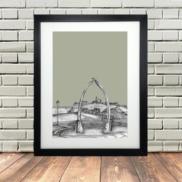 Personalised Whitby, North Yorkshire Hand Sketched Premium Quality Print