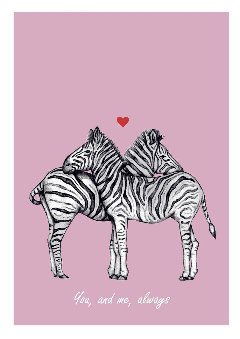 Personalised Hand Sketched Zebra Love Print Wedding Etsy