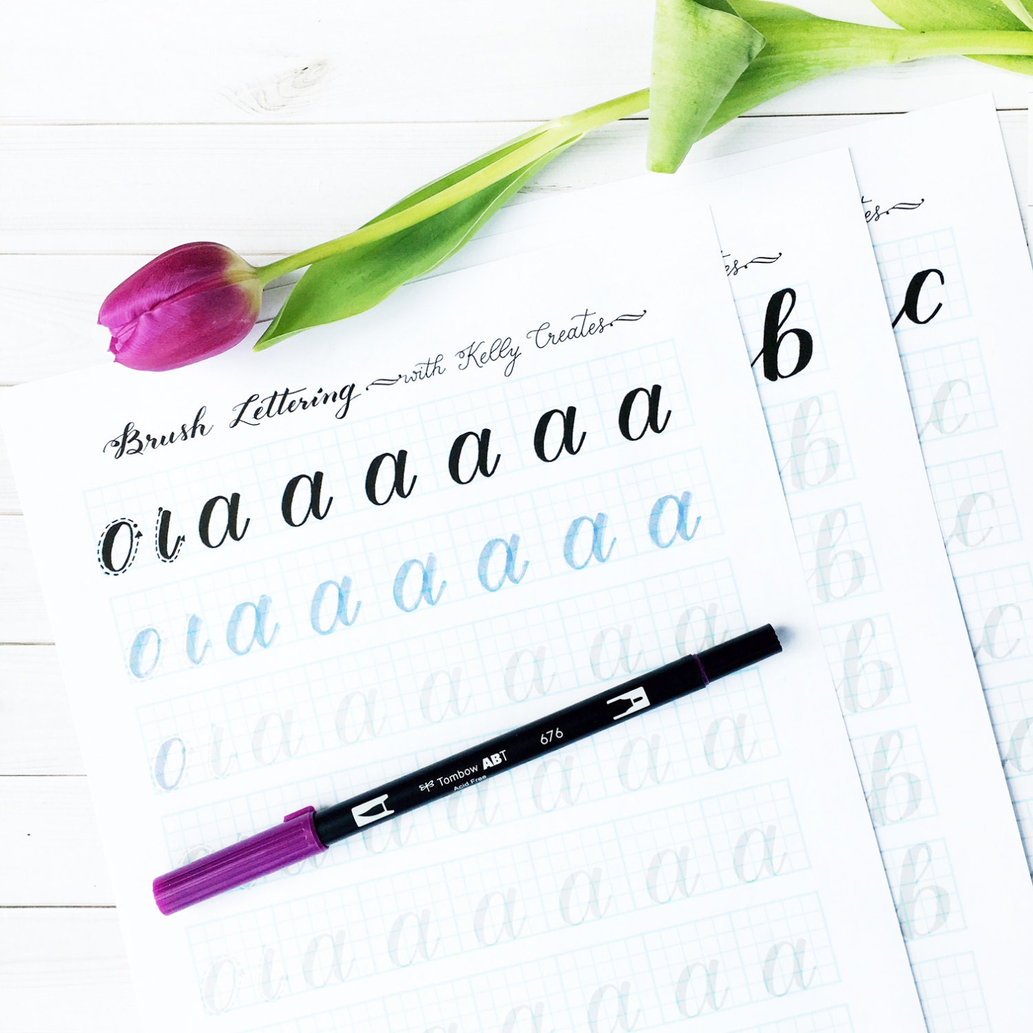 A - Z Brush Lettering Worksheets: Lowercase Alphabet for Large Brush ...