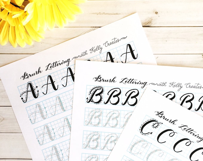 Bouncy Brush Lettering Lowercase Alphabet & Drills for Large Brush Pens ...