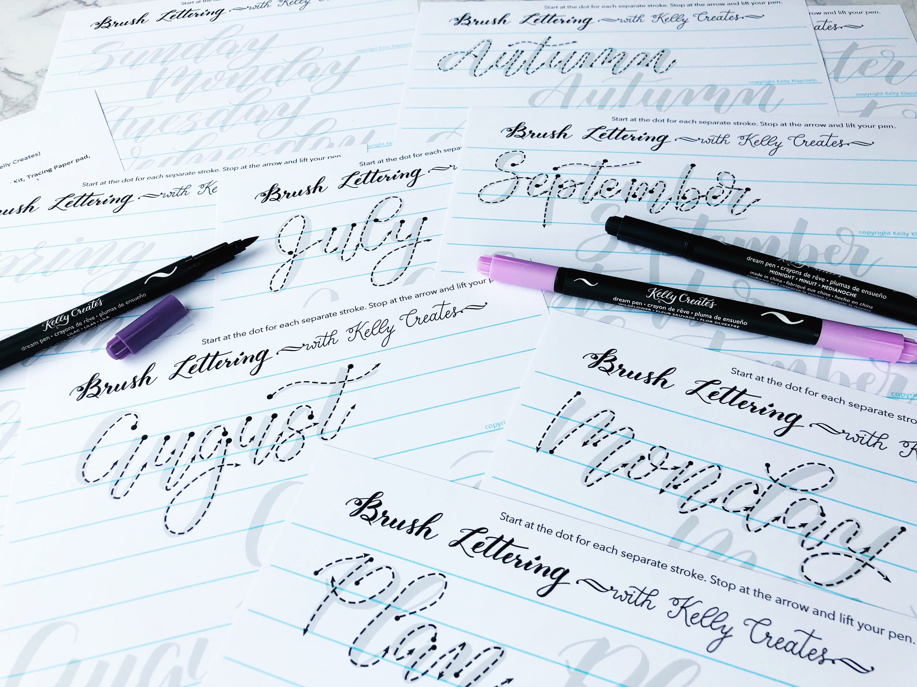 Bouncy Brush Lettering Calendar Words for Large Brush Pens (set 1 ...