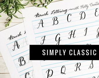 Uppercase "Simply Classic" Worksheets for Small Brush Pens