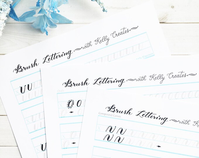 Brush Lettering Worksheets.pdf Brush Lettering Practice Worksheets DRILLS for Small Brush Pens - Etsy