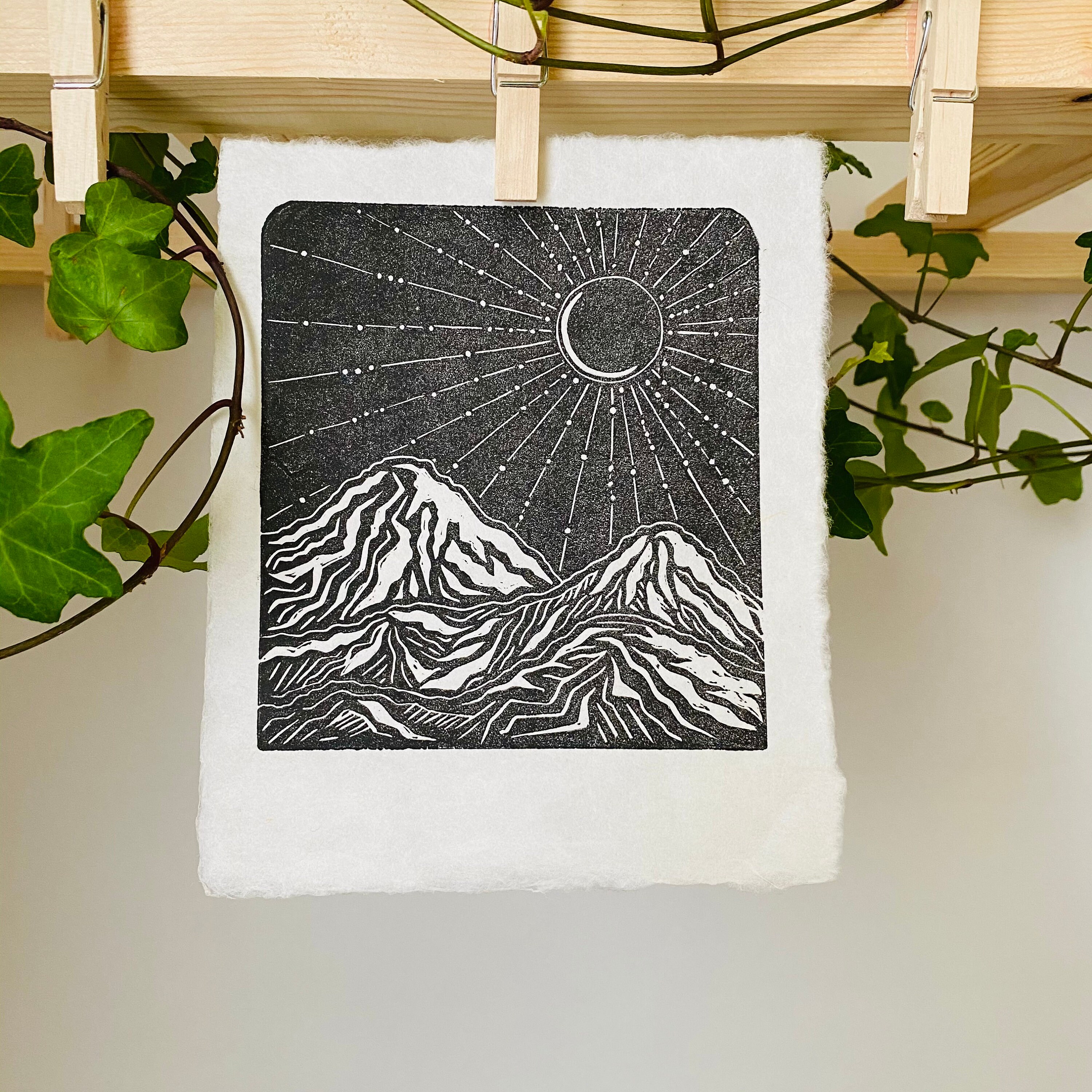 Early Light” 3 Inch Sticker, Linocut Block Print Eco-Friendly Sticke