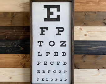 Snellen Eye Chart Sign, Farmhouse Decor, Hand Painted Wood