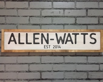 Custom Family Name Sign, Distressed White, Farmhouse Decor