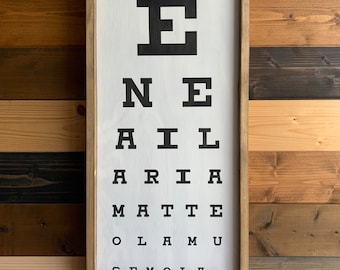 Custom Snellen Eye Chart Sign, Farmhouse Style, Personalized Family Name