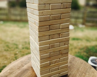 Toppling Tower Game, Unique Wedding Guest Book, Yard Size Tumble Timbers, Spring Wedding, Reception Games, Family Gift, Wooden Games