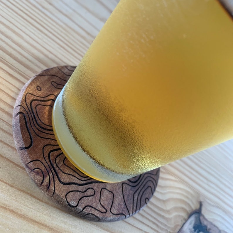 Buy Spring Gift, Topographic Map Engraved Wood Coasters, Topography