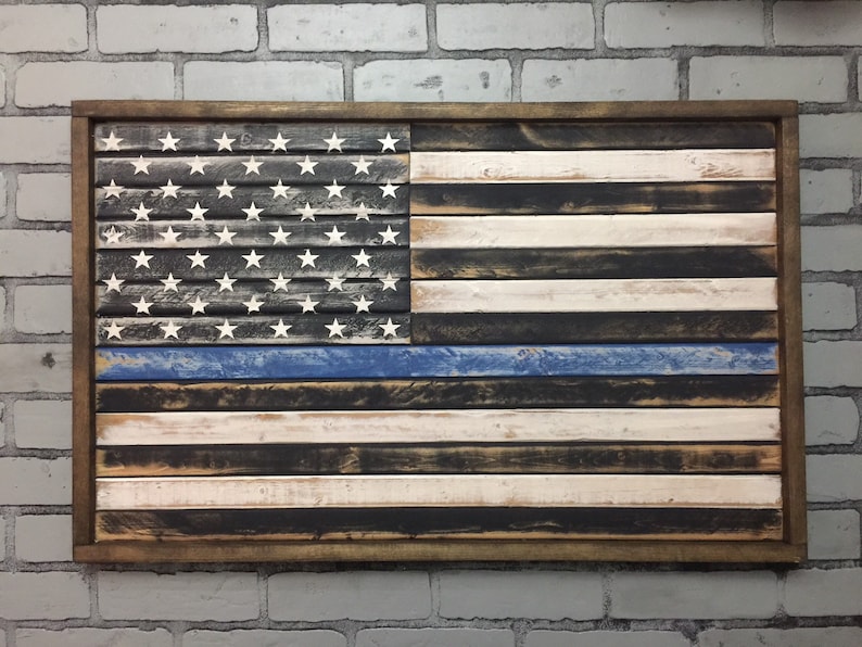 Thin Blue Line Wall Art US Flag Art Americana USA Flag Etsy
